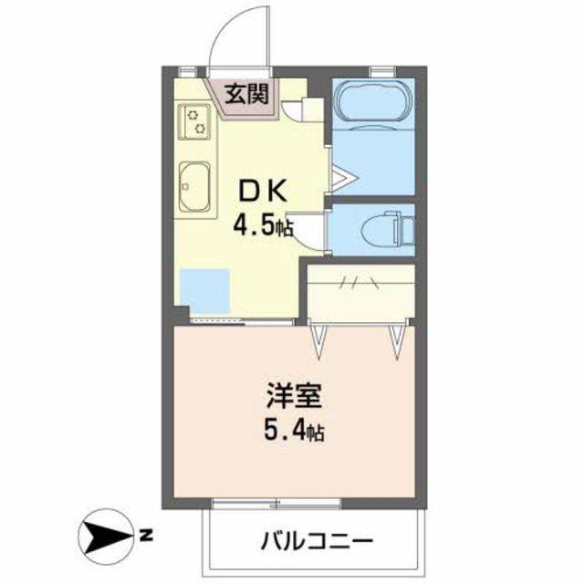 フラワー宮前(1DK/1階)の間取り写真