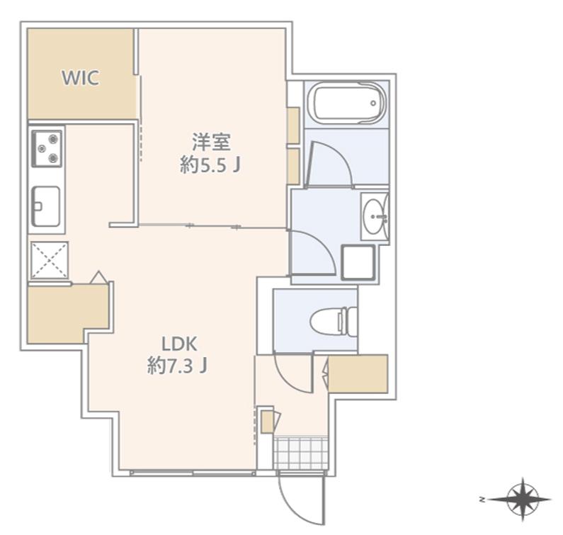 GRANDUO代沢III(1LDK/1階)の間取り写真