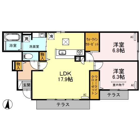 D-ROOM植村(2LDK/1階)の間取り写真