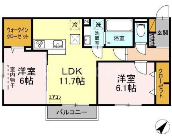 ティアラIII(2LDK/3階)の間取り写真