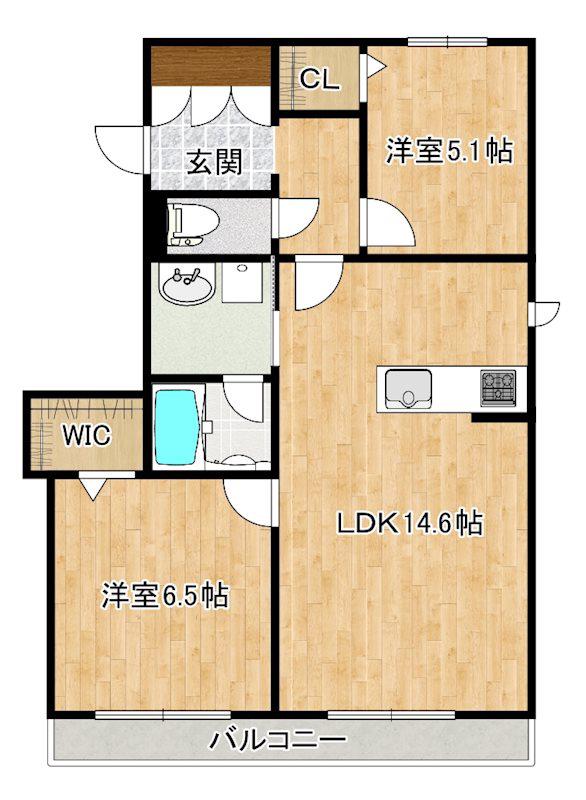 ヴェル ドミール(2LDK/2階)の間取り写真
