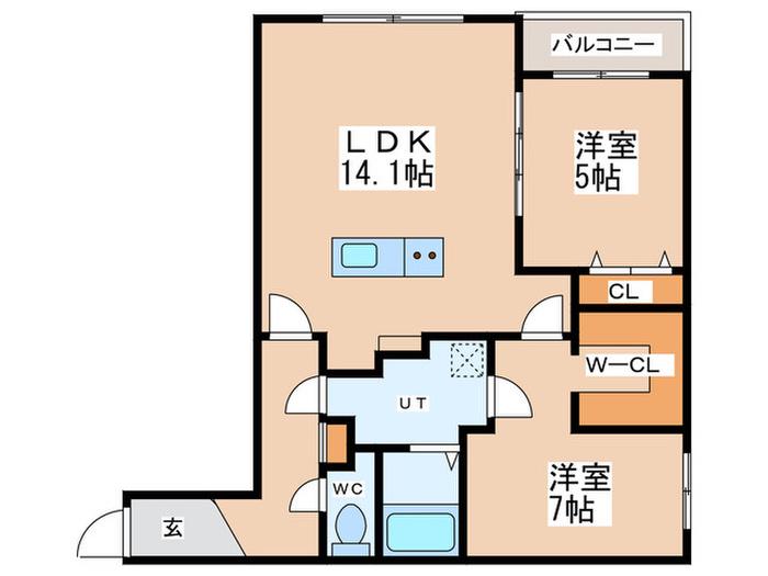 FELIZ SARA(2LDK/1階)の間取り写真