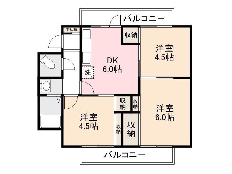 ヴィラナリー元山I(3DK/2階)の間取り写真