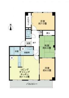 フォブールサウス(3LDK/2階)の間取り写真