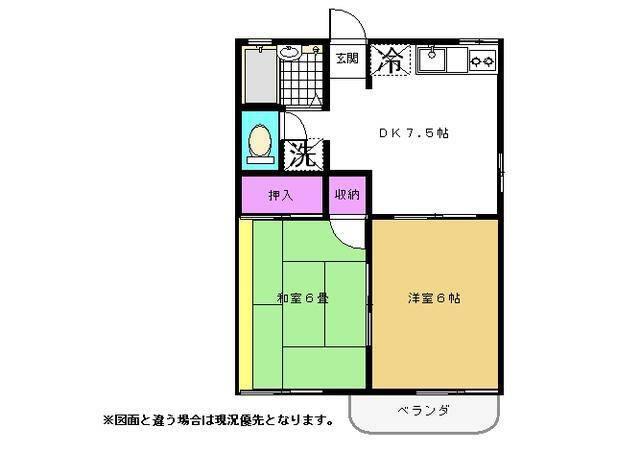ハートピアイースト(2DK/2階)の間取り写真