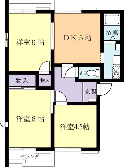 フレックスI(3DK/1階)の間取り写真