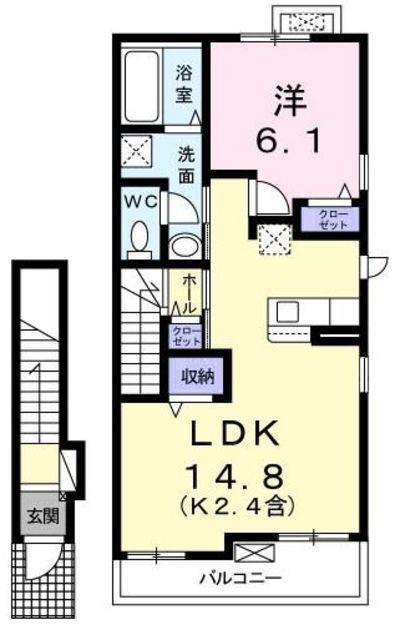 アティード(1LDK/2階)の間取り写真