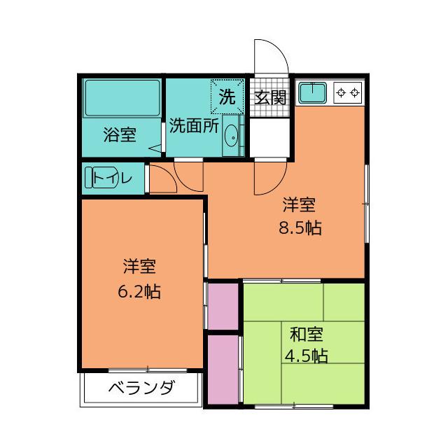 メゾン雅(2DK/2階)の間取り写真