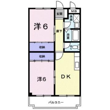 レジデンス久安(2DK/2階)の間取り写真