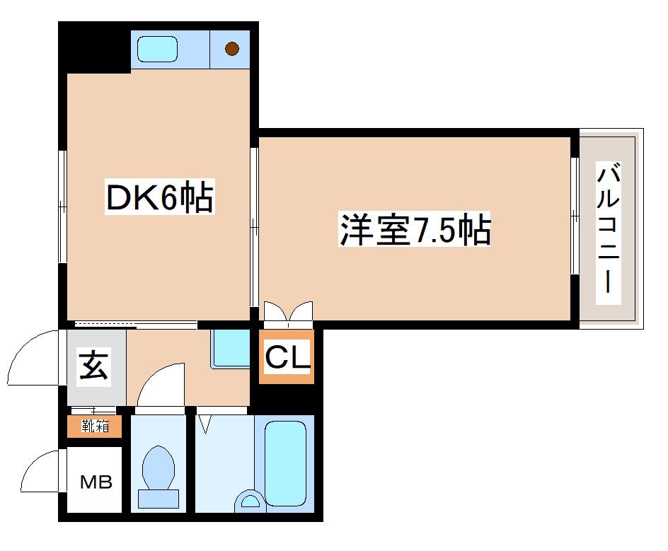 フォールヴィラ板宿(1DK/7階)の間取り写真