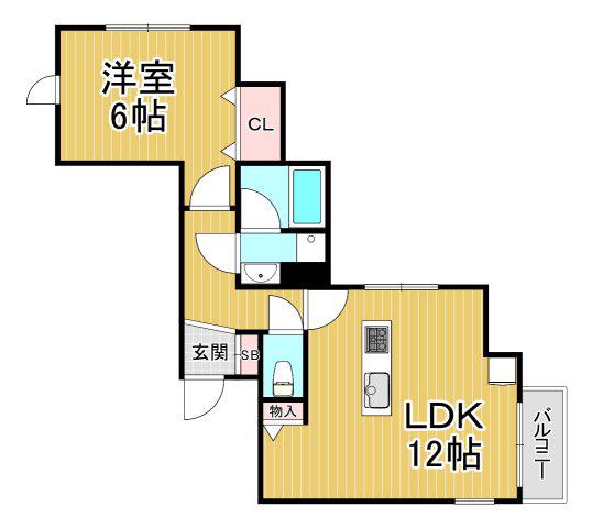 M.255(1LDK/1階)の間取り写真