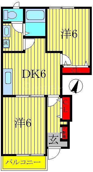 エクセレントハイム(2DK/1階)の間取り写真