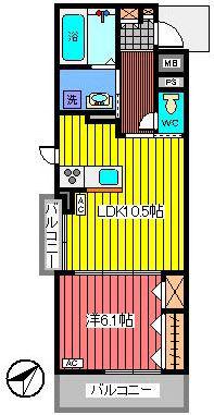 KSパーシモン(1LDK/3階)の間取り写真