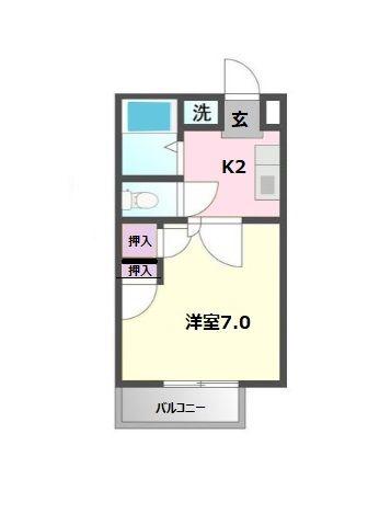 ビレッジK2(1K/2階)の間取り写真