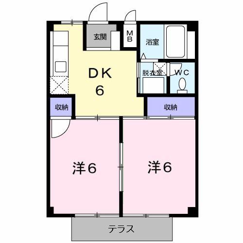 森谷コーポ(2DK/1階)の間取り写真