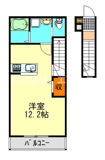 桜木北2丁目 長屋(ワンルーム/2階)の間取り写真