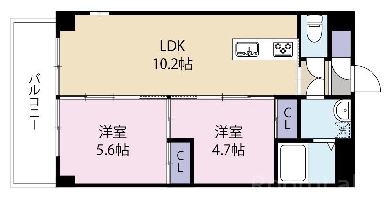 庭園レジデンス西館(2LDK/3階)の間取り写真