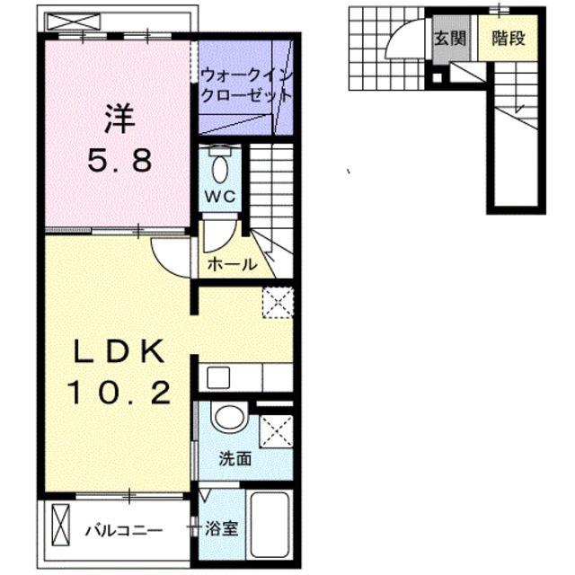 サンラティエⅢ(1LDK/2階)の間取り写真