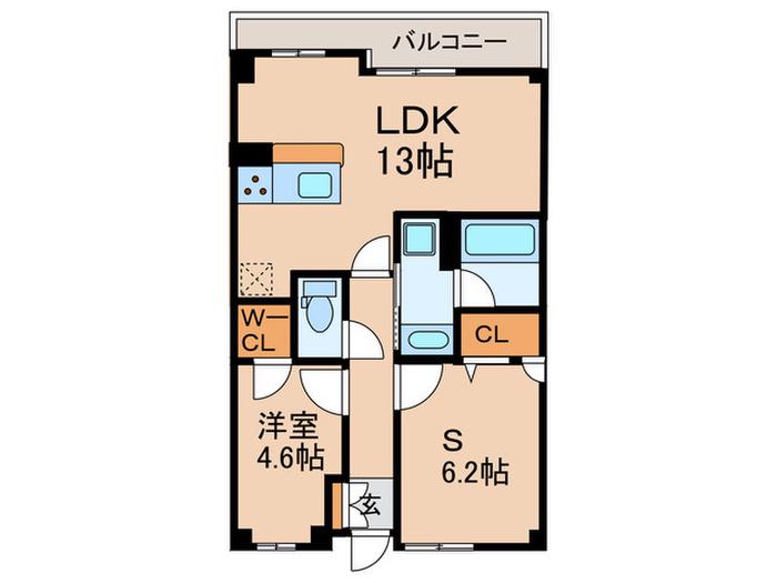 ラ・カーサ・フェリーチェ蕨(1SLDK/1階)の間取り写真
