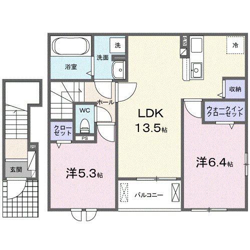 パルクレール(2LDK/2階)の間取り写真