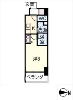 ウィステリアテラス今池(1K/9階)の間取り写真