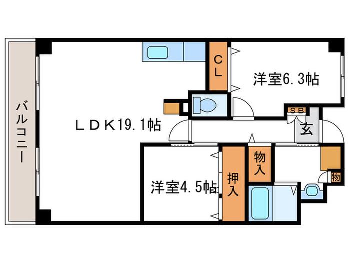 サンハイム井上(2LDK/1階)の間取り写真