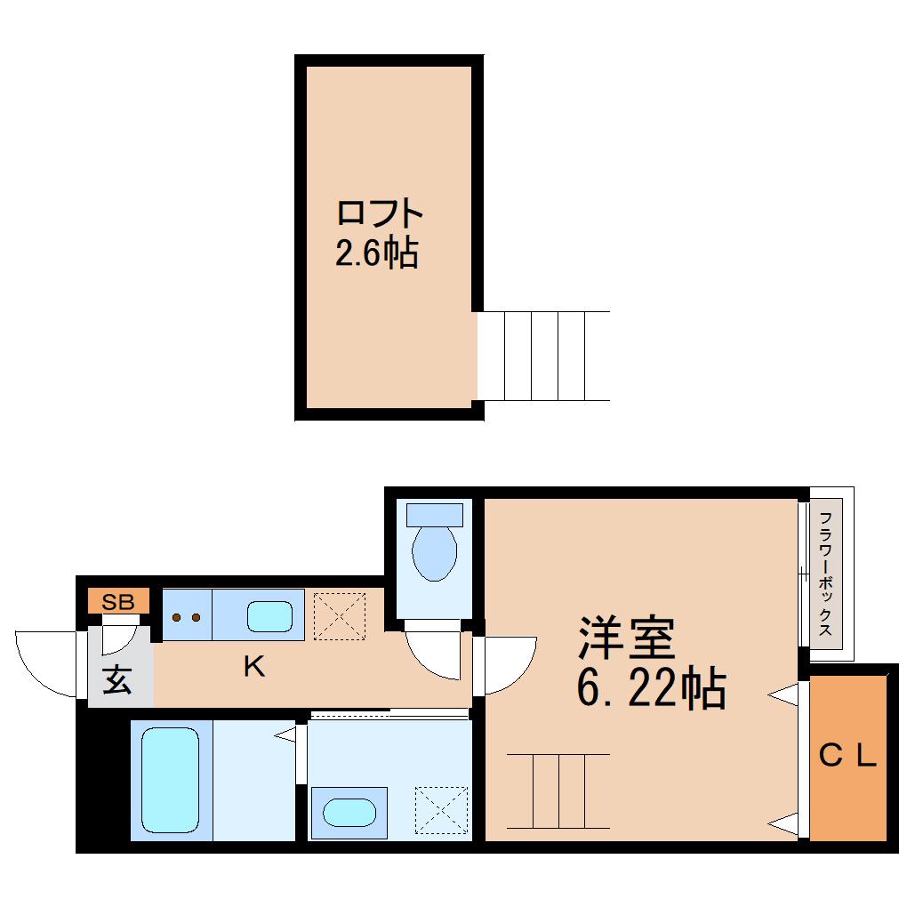 アスコット文化町(1K/1階)の間取り写真