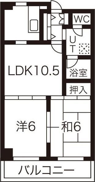 第3中尾ハイツ(2LDK/3階)の間取り写真