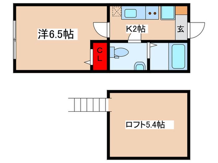 アザーレ・パッシオ百合ヶ丘A(1K/2階)の間取り写真