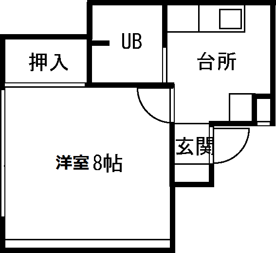 西木田コーポ(1K/1階)の間取り写真