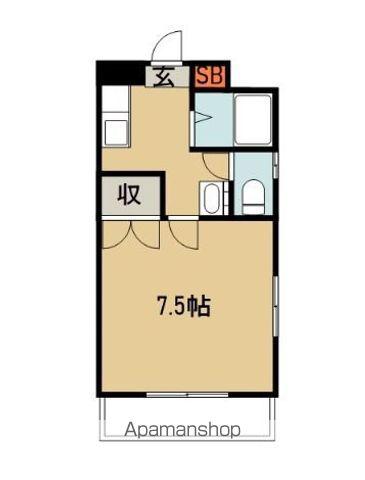 ビューテラス(1K/4階)の間取り写真