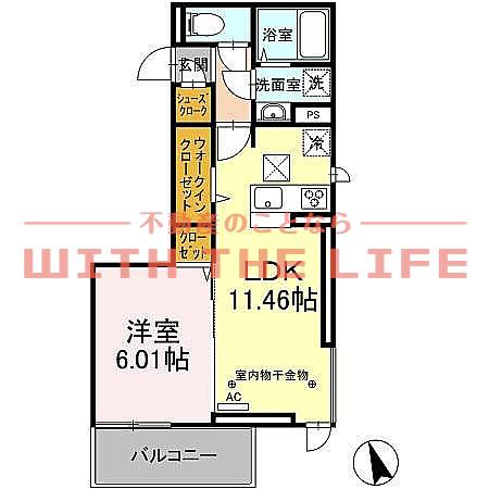 グランツアルファ(1LDK/1階)の間取り写真