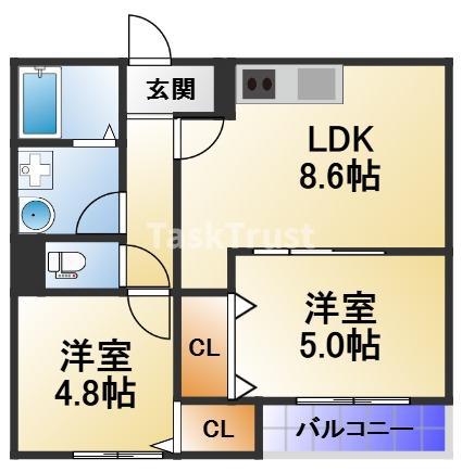 EIJU蒲生4丁目(2LDK/2階)の間取り写真