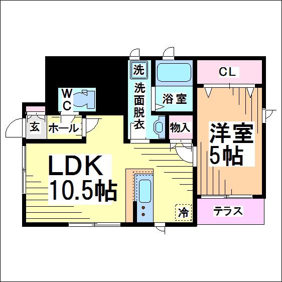 シャンテ西荻北(1LDK/1階)の間取り写真