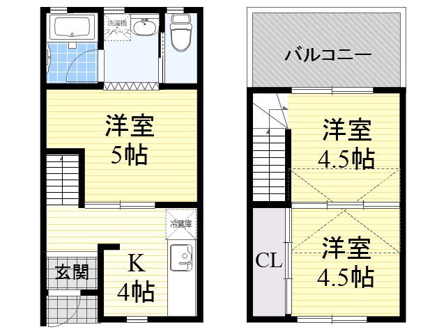リメゾン風雅今津B棟(2DK/1階)の間取り写真