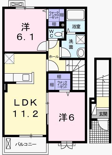 ピュール・ロジュマンII(2LDK/2階)の間取り写真