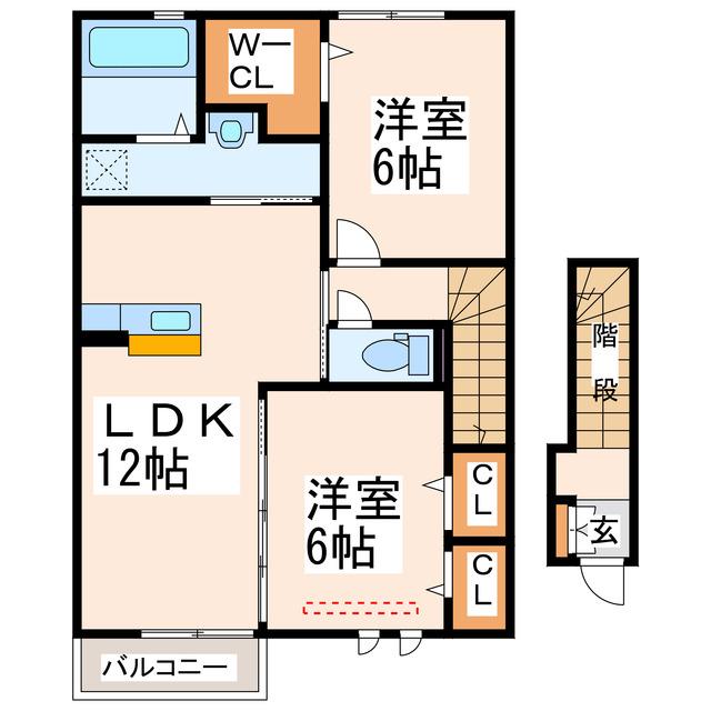 サン・ローズ出水(2LDK/2階)の間取り写真
