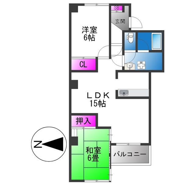 ムアナ88(2LDK/3階)の間取り写真