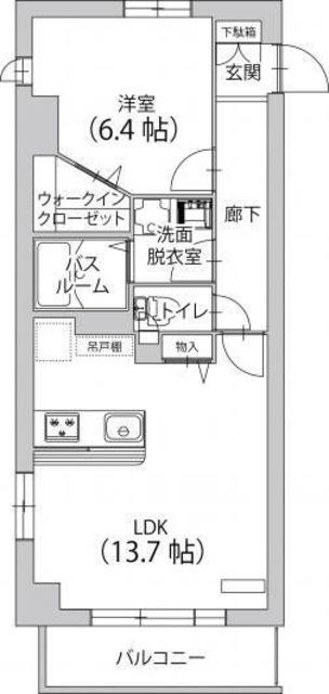 リベルテ甲州街道(1LDK/4階)の間取り写真