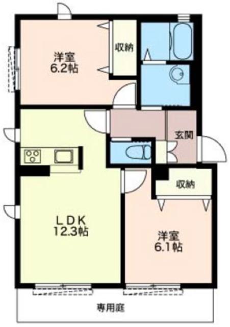 SHAMAISON メゾンコンフォール(2LDK/1階)の間取り写真