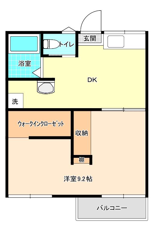 JR長崎本線 市布駅 徒歩10分 2階建 築38年(1DK/2階)の間取り写真