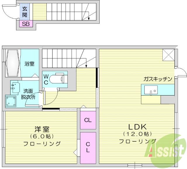 エクセルⅤ(1LDK/2階)の間取り写真