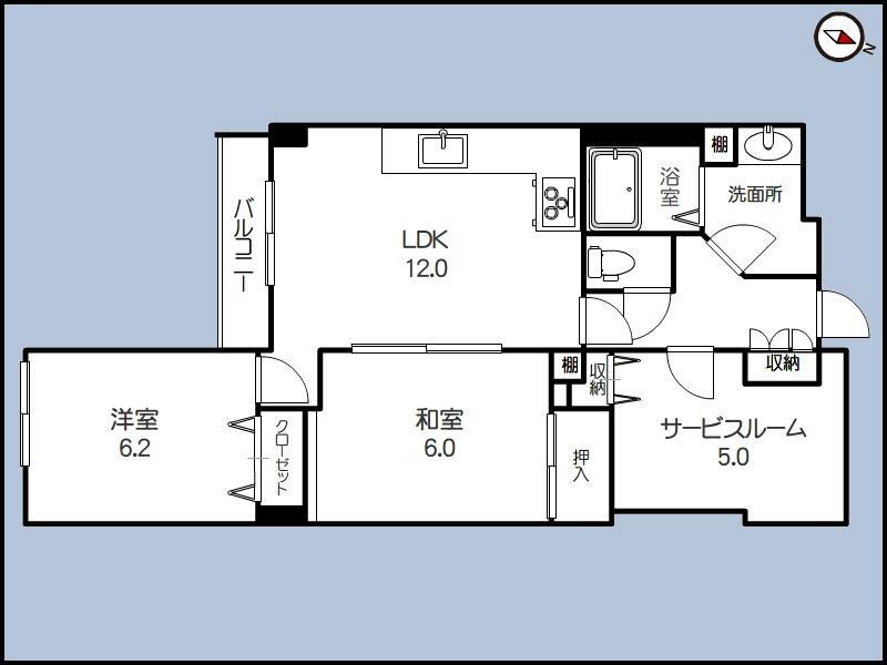 ロイヤルマンション(2SLDK/1階)の間取り写真