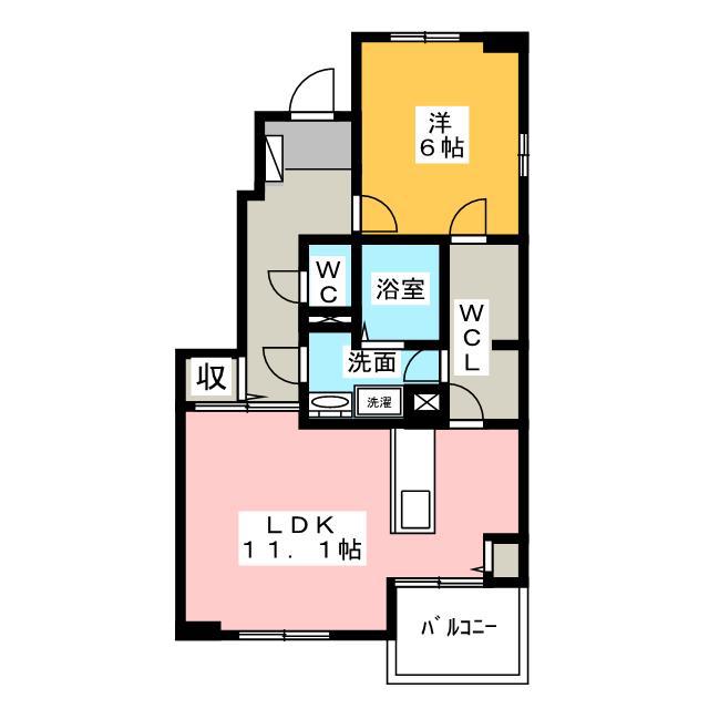 ミドルB(1LDK/1階)の間取り写真