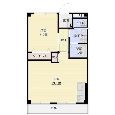 山西ビル(1LDK/2階)の間取り写真