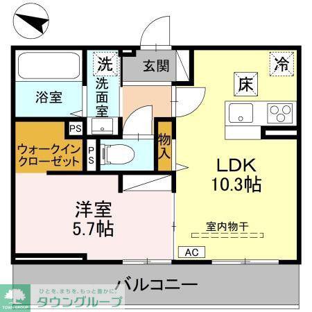 アザレアB(1LDK/2階)の間取り写真