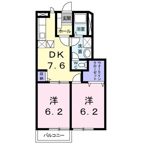 ペリプエスト(2DK/1階)の間取り写真