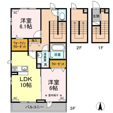 D-ROOM寿(2LDK/3階)の間取り写真