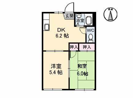 パークハイツB棟(2DK/1階)の間取り写真