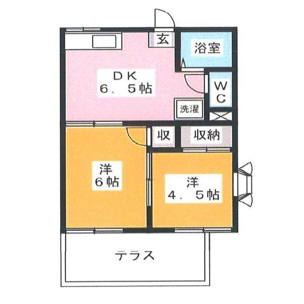 フォーブル三笠(2DK/1階)の間取り写真